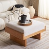 image:imageSAFAVIEH Home Collection Tarilynn Cream LinenNatural Solid Wood Ottoman Foot Stool TableCreamNatural