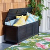 image:imageSAFAVIEH Outdoor  Elina Cushion Storage Box  Black Solid Wood  Coastal Resort Storage Bench Design  Ideal for Patio Deck Porch Backyard 18W x 47D x 19H PAT7038DBlack