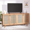 image:imageSAFAVIEH Piran TV Stand for up to 70 Flatscreen  Oak Brown amp Gold 4 Doors with Interior Storage Entertainment Media Console MED9611DOak  Gold