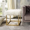 image:imageSafavieh Home Collection Rowan Black Contemporary Glam Velvet Square OttomanWhite