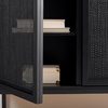 image:imageSafavieh Home Collection Zadie Coastal BlackNatural Rattan 3Door Storage SideboardBlack