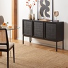 image:imageSafavieh Home Collection Zadie Coastal BlackNatural Rattan 3Door Storage SideboardBlack