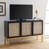 image:imageSafavieh Home Collection Zadie Coastal BlackNatural Rattan 3Door Storage SideboardBlackGold