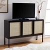 image:imageSafavieh Home Collection Zadie Coastal BlackNatural Rattan 3Door Storage SideboardBlackNatural