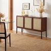 image:imageSafavieh Home Collection Zadie Coastal BlackNatural Rattan 3Door Storage SideboardWalnutNatural