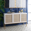 image:imageSafavieh Home Collection Zadie Coastal BlackNatural Rattan 3Door Storage SideboardWhiteGold
