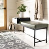 image:imageSafavieh Home Maruka 31inch Grey Wash and Dark Green Faux Leather Bench with StorageGrey Wash  Dark Green