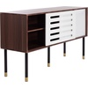 image:imageSafavieh Home Shiloh MidCentury Modern White and Walnut TV Media StandWhite  Walnut