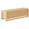 image:imageSAFAVIEH Couture Collection  Tyrell Natural Brown Wood Storage Bench Modern OpenBase Design Fully Assembled SFV4257ANatural