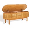 image:imageSAFAVIEH Couture Collection Dolly Coastal Natural CaneGrey Linen Cushion Seat Oval Storage Bench