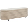 image:imageSAFAVIEH Couture Collection Jaymie Tan BoucleBlack Channel Tufted Oval Storage Bench