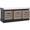 image:imageSAFAVIEH Home Collection  Briar 3Drawer Upholstered Storage Bench Farmhouse Entryway Accent Bench with Cushion Top Sand Frame amp Distressed White Drawer Fronts BCH5700BBlackGreige