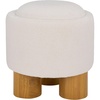 image:imageSAFAVIEH Home Collection  Posner Ivory Ottoman with Natural Solid Wood Legs Modern Round Accent Seat Fully Assembled OTT3403AIvoryNatural