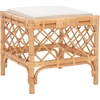 image:imageSAFAVIEH Home Collection Larroux HoneyWhite Rattan Solid Wood Ottoman with Cushion Fully Assembled