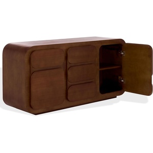 image:imageSAFAVIEH Couture Collection  Herald Brown Wood Sideboard Modern 3Shelf Storage Cabinet Fully Assembled SFV5547ABrown