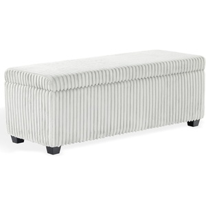 image:imageSAFAVIEH Couture Collection  Lynzie Ivory Corduroy Storage Bench Channel Tufted Upholstered Seat with Hidden Storage Modern Accent Furniture SFV6114AGrey