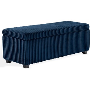image:imageSAFAVIEH Couture Collection  Lynzie Ivory Corduroy Storage Bench Channel Tufted Upholstered Seat with Hidden Storage Modern Accent Furniture SFV6114ANavy