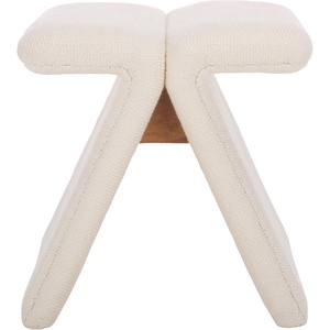image:imageSAFAVIEH Couture Collection  Tessabella Ivory Teddy Fabric Ottoman Modern Sculptural Accent Seat Fully Assembled SFV5799BBeige