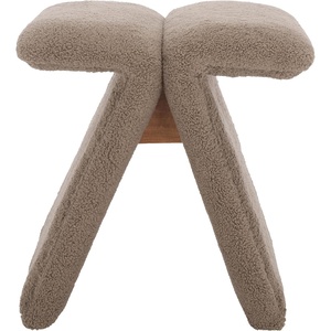 image:imageSAFAVIEH Couture Collection  Tessabella Ivory Teddy Fabric Ottoman Modern Sculptural Accent Seat Fully Assembled SFV5799BDark Brown