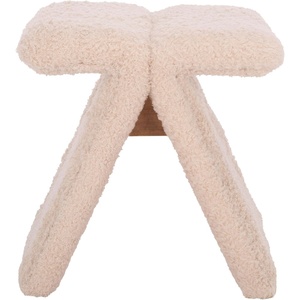 image:imageSAFAVIEH Couture Collection  Tessabella Ivory Teddy Fabric Ottoman Modern Sculptural Accent Seat Fully Assembled SFV5799BIvory