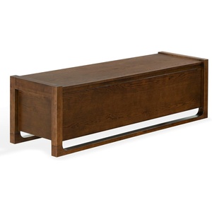 image:imageSAFAVIEH Couture Collection  Tyrell Natural Brown Wood Storage Bench Modern OpenBase Design Fully Assembled SFV4257AWalnut