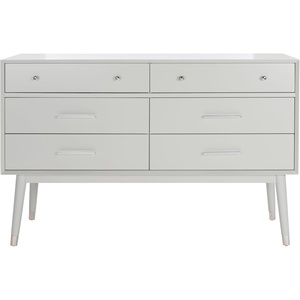 image:imageSAFAVIEH Couture Collection  Zack Grey 6Drawer Wood Dresser with Silver Accents Modern Storage Chest DUP1004JGreySilver