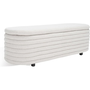 image:imageSAFAVIEH Couture Collection Jaymie Contemporary Taupe LinenBlack Oval Storage BenchTaupeBlack