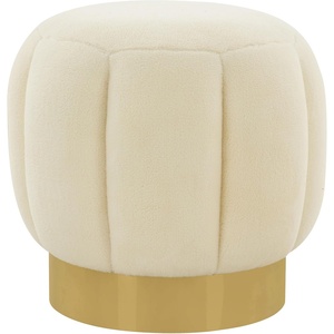 image:imageSAFAVIEH Couture Collection Maxine Ivory BoucleGold Channel Tufted Ottoman Fully AssembledCremeGold
