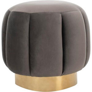 image:imageSAFAVIEH Couture Collection Maxine Ivory BoucleGold Channel Tufted Ottoman Fully AssembledDark Grey  Gold