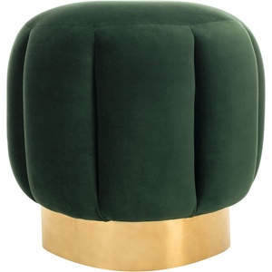 image:imageSAFAVIEH Couture Collection Maxine Ivory BoucleGold Channel Tufted Ottoman Fully AssembledEmerald  Gold