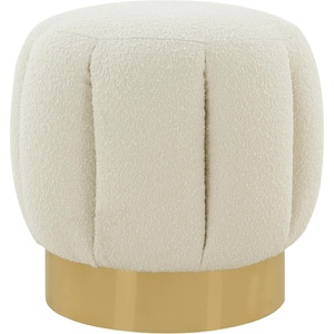 image:imageSAFAVIEH Couture Collection Maxine Ivory BoucleGold Channel Tufted Ottoman Fully AssembledIvoryGold