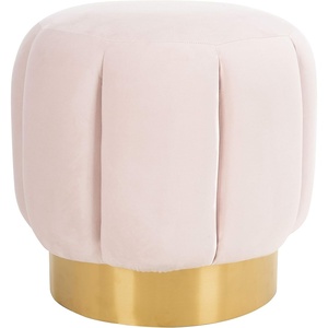 image:imageSAFAVIEH Couture Collection Maxine Ivory BoucleGold Channel Tufted Ottoman Fully AssembledPink  Gold