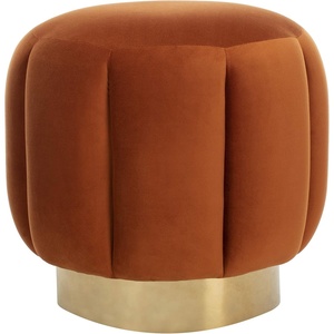 image:imageSAFAVIEH Couture Collection Maxine Ivory BoucleGold Channel Tufted Ottoman Fully AssembledSienna  Gold