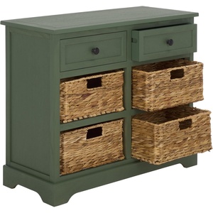 image:imageSAFAVIEH Furniture  Herman 2Drawer Storage Unit  White Washed  Solid Wood  Classic Storage Design  Ideal for Living Room Entryway Home Office 29W x 13D x 275H  Fully Assembled AMH5702GDusty Green