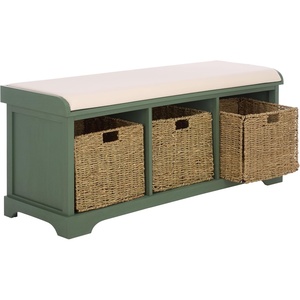 image:imageSAFAVIEH Furniture  Lonan Storage Bench  Grey  Solid Wood  Farmhouse LiftTop Design  Ideal for Entryway Living Room Hallway 18 Seat Height AMH5733ADusty Green