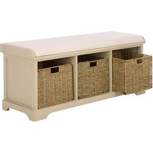 image:imageSAFAVIEH Furniture  Lonan Storage Bench  Grey  Solid Wood  Farmhouse LiftTop Design  Ideal for Entryway Living Room Hallway 18 Seat Height AMH5733ASand