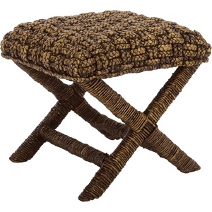 image:imageSAFAVIEH Furniture  Trishan Woven Accent Stool  Natural Mahogany Solid Wood Frame  XBase Design  Fully Assembled  Ideal for Living Room Bedroom 185 W x 205 D x 193 H SEA7045ABrown