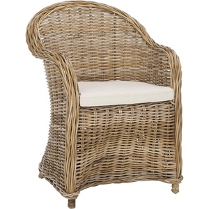 image:imageSAFAVIEH Furniture  Zane Club Chair  173 Seat Height  Grey  Rattan  Coastal Woven Design  Ideal for Living Room Sunroom Bedroom  Fully Assembled SEA7006A