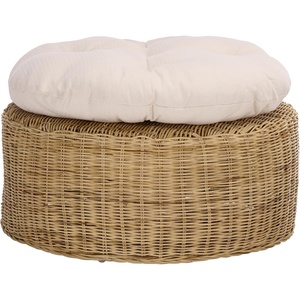 image:imageSAFAVIEH Home Collection  Bori Natural amp White Round Woven Ottoman with Cushion Fully Assembled OTT6503ANaturalWhite