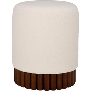 image:imageSAFAVIEH Home Collection  Cerna OffWhite Ottoman with Dark Brown Solid Wood Base Modern Round Accent Seat Fully Assembled OTT3402AOff WhiteDark Brown