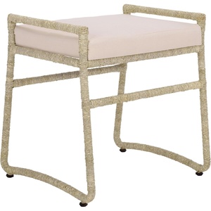 image:imageSAFAVIEH Home Collection  Iveliz Natural amp White Woven Accent Ottoman Stool with Cushion Fully Assembled OTT6504ANaturalWhite
