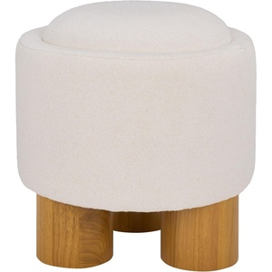 image:imageSAFAVIEH Home Collection  Posner Ivory Ottoman with Natural Solid Wood Legs Modern Round Accent Seat Fully Assembled OTT3403AIvoryNatural