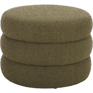 image:imageSAFAVIEH Home Collection  Ryth Tan Boucle Ottoman Round Upholstered Accent Stool for Living Room or Bedroom Fully Assembled OTT3401BOlive