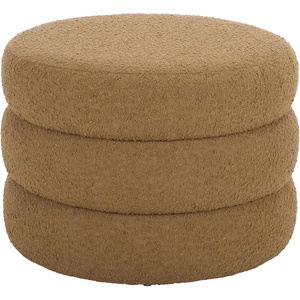 image:imageSAFAVIEH Home Collection  Ryth Tan Boucle Ottoman Round Upholstered Accent Stool for Living Room or Bedroom Fully Assembled OTT3401BTan