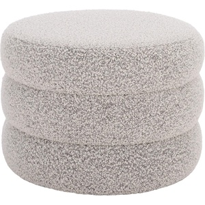 image:imageSAFAVIEH Home Collection  Ryth Tan Boucle Ottoman Round Upholstered Accent Stool for Living Room or Bedroom Fully Assembled OTT3401BWhiteBlack