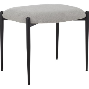 image:imageSAFAVIEH Home Collection  Uwe Modern Grey Upholstered Ottoman with Black Metal Legs Footrest Accent Seat Fully Assembled OTT3701AGreyBlack