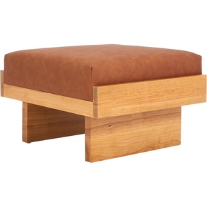 image:imageSAFAVIEH Home Collection Tarilynn Cream LinenNatural Solid Wood Ottoman Foot Stool TableCongacNatural