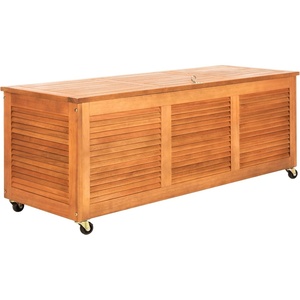 image:imageSAFAVIEH Outdoor  Elina Cushion Storage Box  Black Solid Wood  Coastal Resort Storage Bench Design  Ideal for Patio Deck Porch Backyard 18W x 47D x 19H PAT7038DNatural