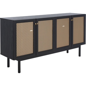 image:imageSAFAVIEH Piran TV Stand for up to 70 Flatscreen  Oak Brown amp Gold 4 Doors with Interior Storage Entertainment Media Console MED9611DBlack  Gold