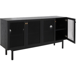 image:imageSAFAVIEH Piran TV Stand for up to 70 Flatscreen  Oak Brown amp Gold 4 Doors with Interior Storage Entertainment Media Console MED9611DBlackBlack
